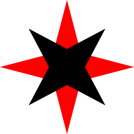 Eight pointed black and red start