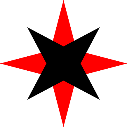 Eight pointed black and red start
